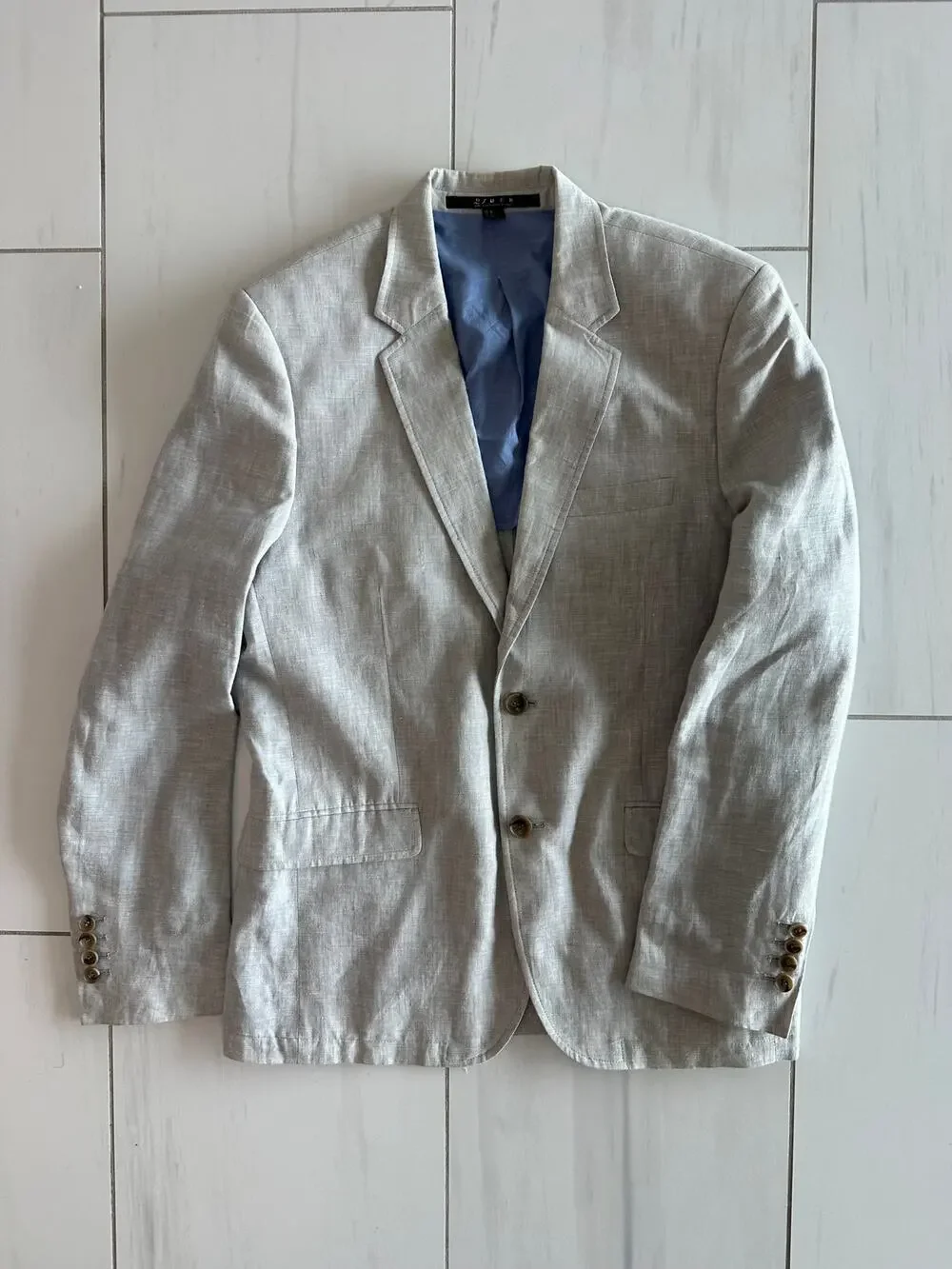 21 Men Linen Blend Blazer Mens Medium Beige 2 Button Casual Sport Coat M